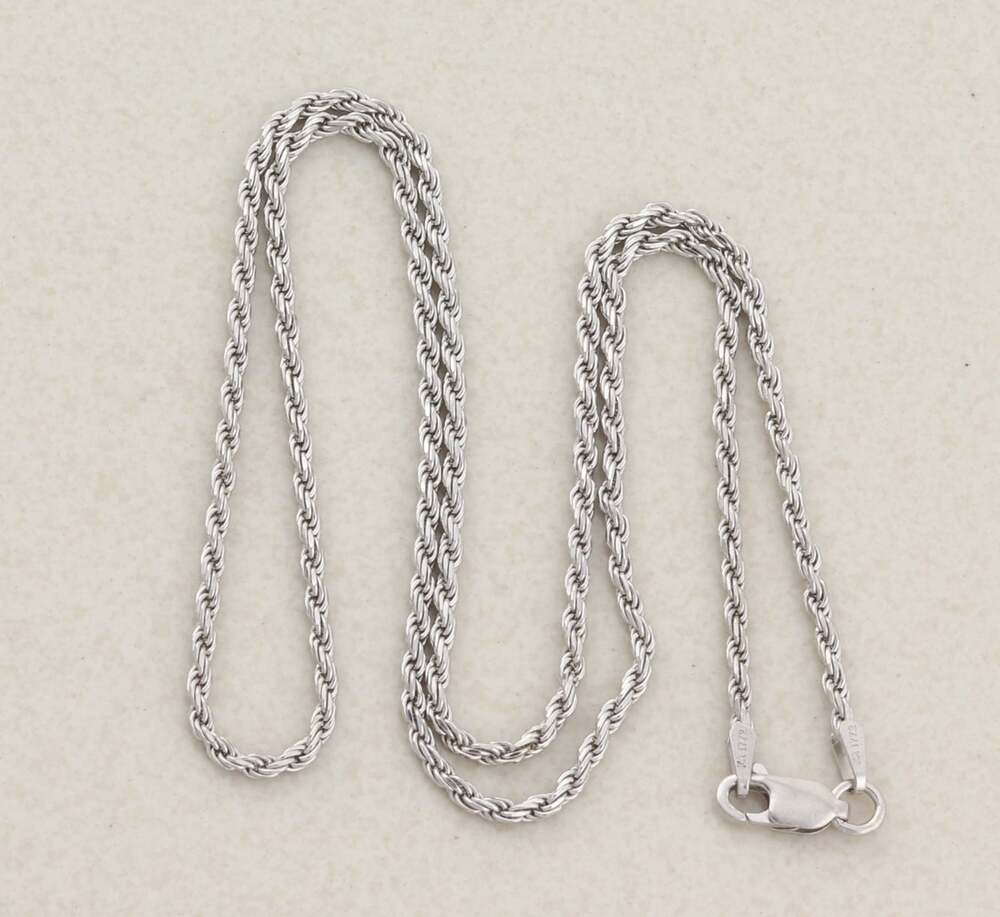 Sterling Silver Rope Chain Necklace 18" inch 2mm